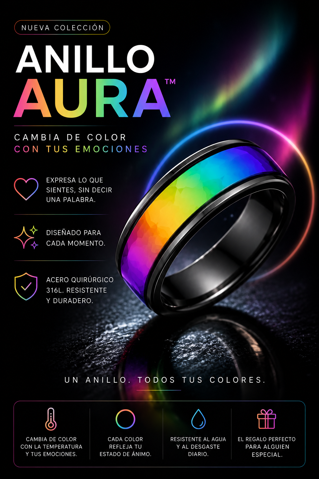 🌌✨Anillo Aura™ – Cambia de Color con tus Emociones 🎇✨🌌✨